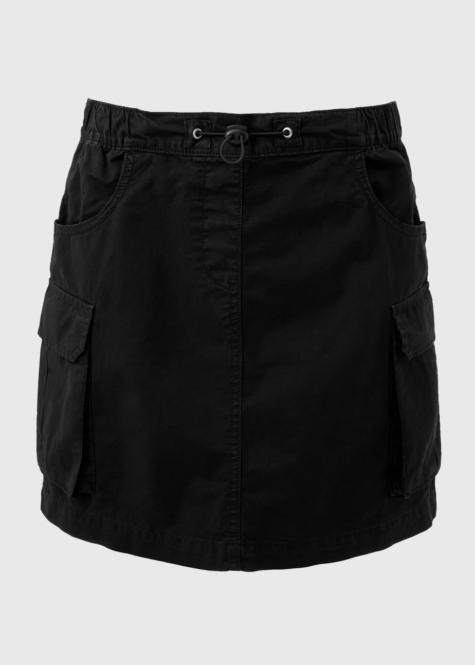 Black Cargo Mini Skirt