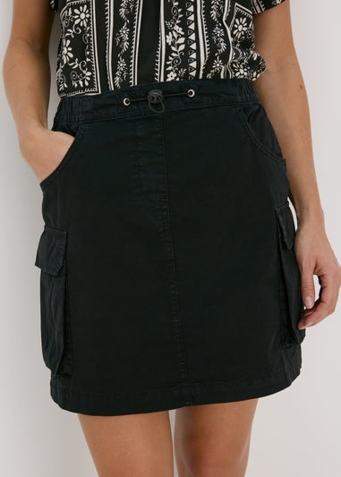 Black Cargo Mini Skirt