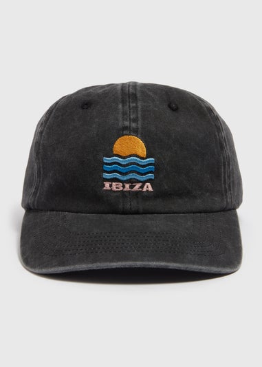 Black Acid Wash Ibiza Baseball Cap