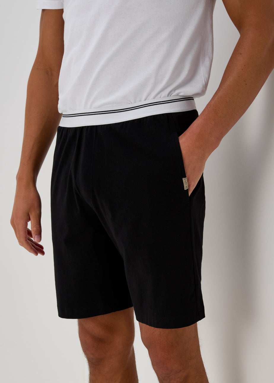 Black Jacquard Stripe Waistband Shorts