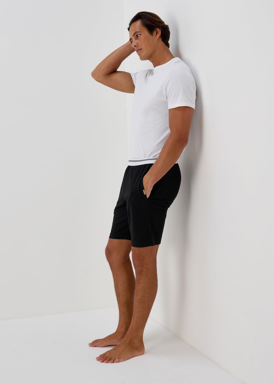 Black Jacquard Stripe Waistband Shorts