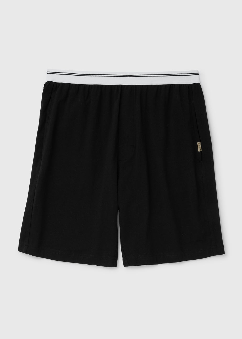 Black Jacquard Stripe Waistband Shorts