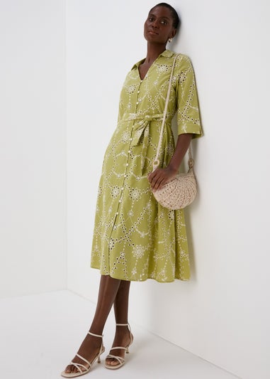 Et Vous Lime Shiffley 3/4 Sleeve Dress