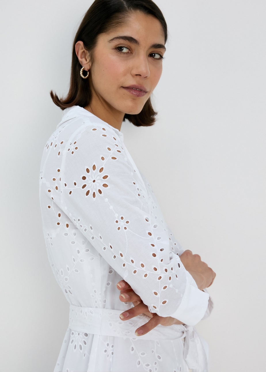 Et Vous White Schiffli 3/4 Sleeve Dress