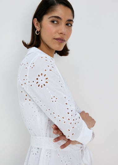 Et Vous White Schiffli 3/4 Sleeve Dress