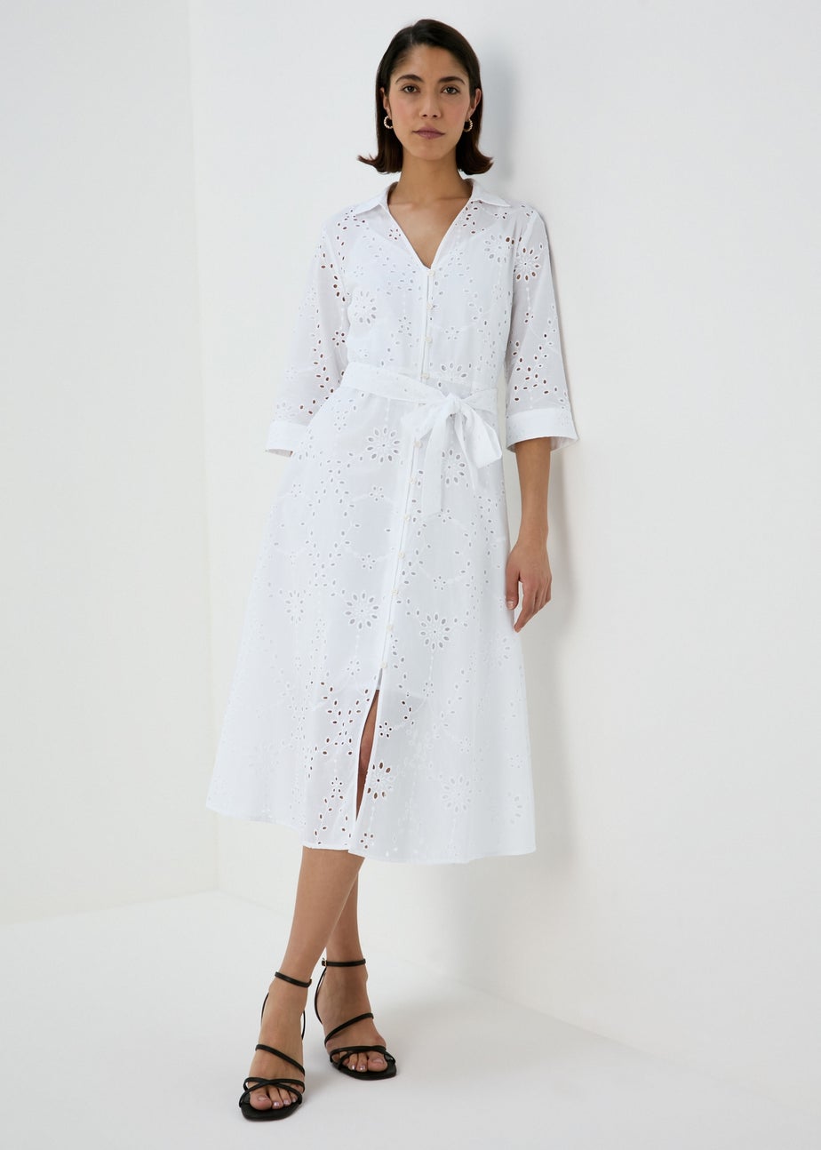 Et Vous White Schiffli 3/4 Sleeve Dress