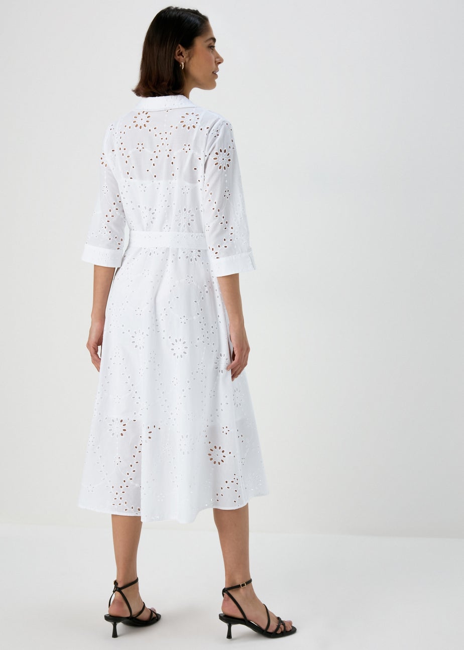 Et Vous White Schiffli 3/4 Sleeve Dress