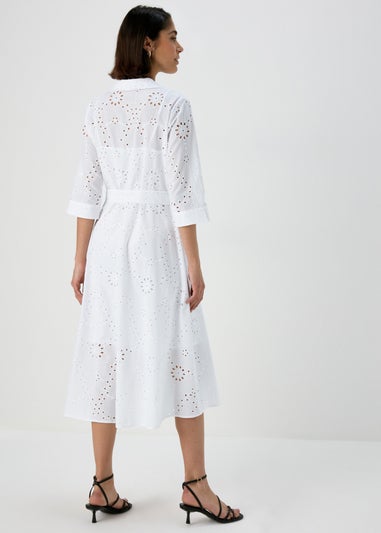 Et Vous White Schiffli 3/4 Sleeve Dress