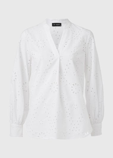 Et Vous White Schiffli Shirt