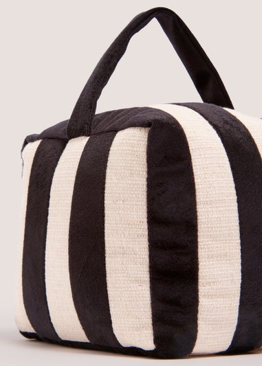 Black Stripe Velvet Door Stop Cube