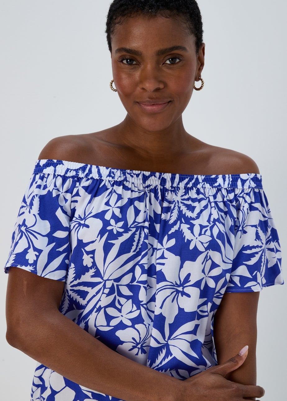 Blue Bardot Floral Viscose Top