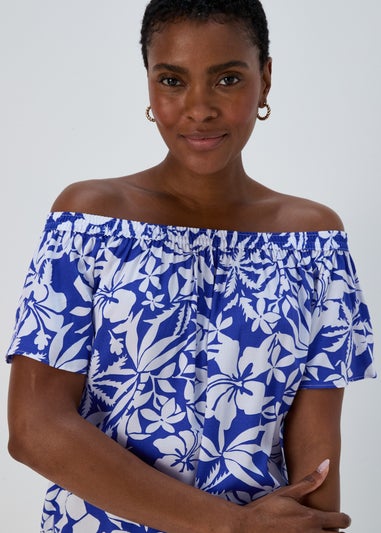Blue Bardot Floral Viscose Top