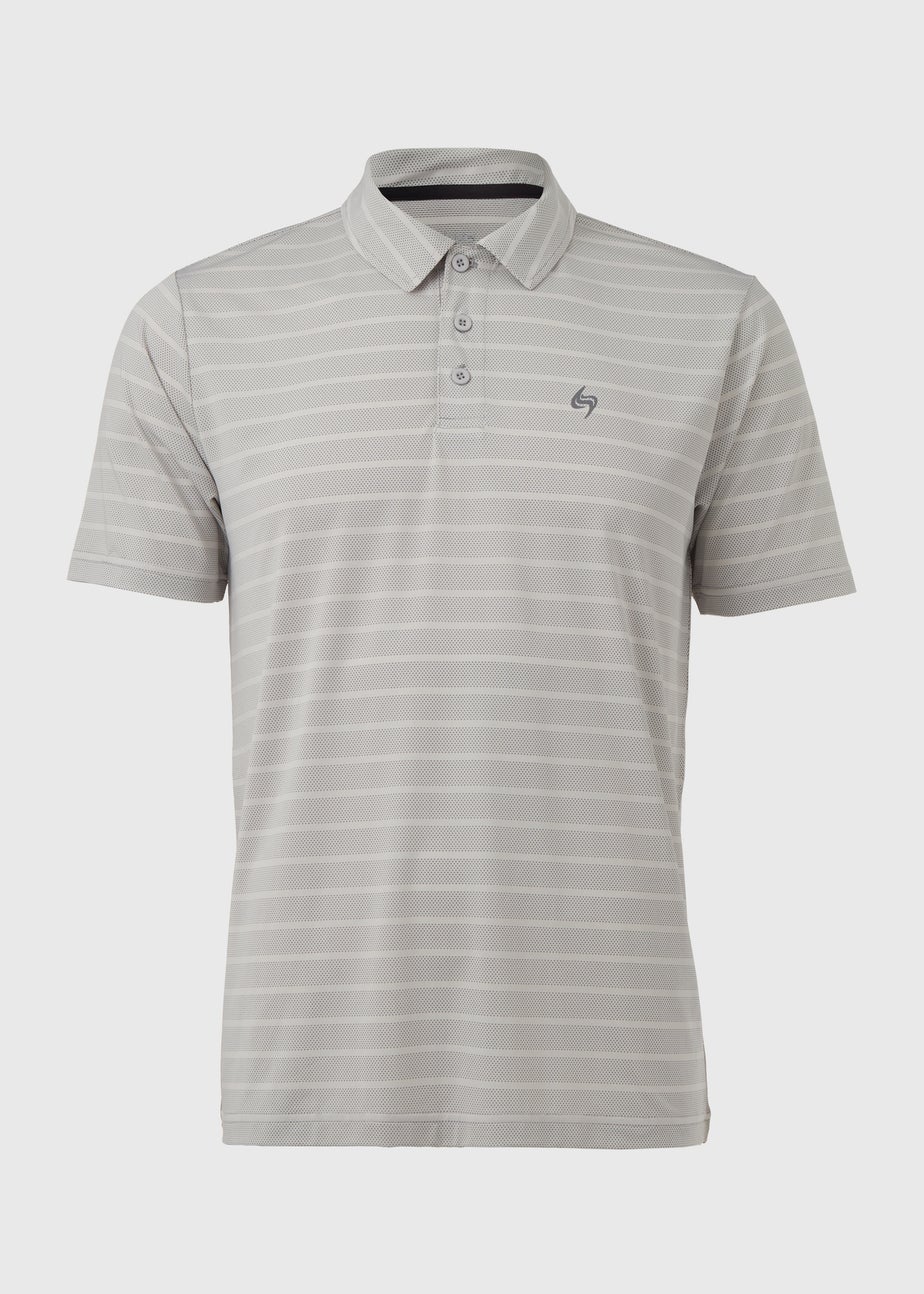 Souluxe Ice Grey Stripe Golf Polo Shirt
