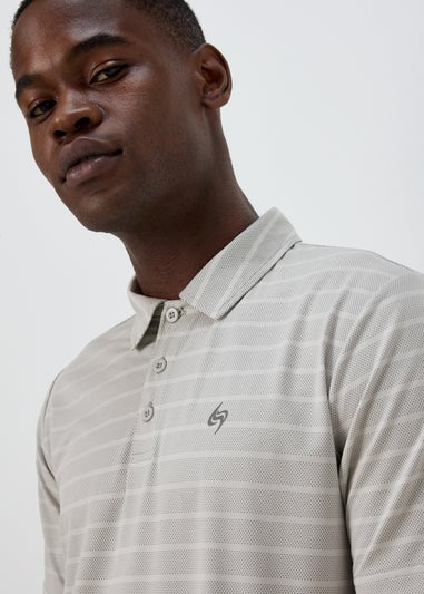 Souluxe Ice Grey Stripe Golf Polo Shirt