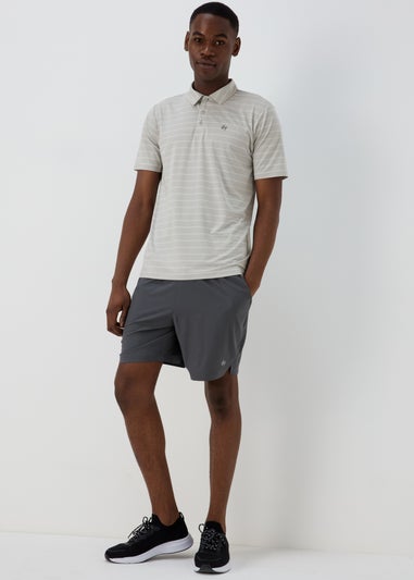 Souluxe Ice Grey Stripe Golf Polo Shirt