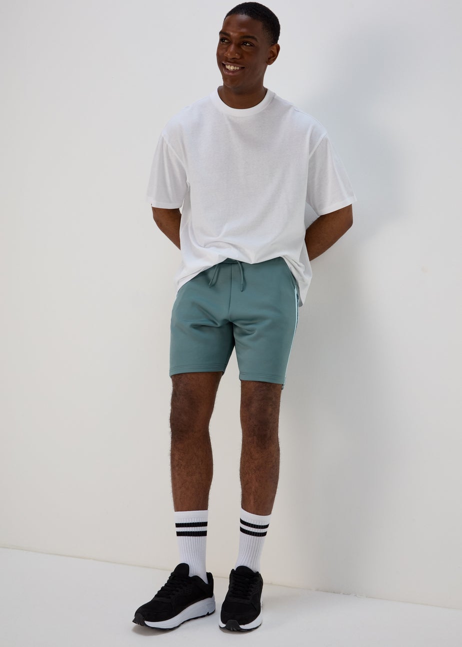 Teal Tape Jogger Shorts