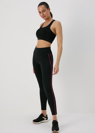 Souluxe Black & Pink Side Stripe Leggings