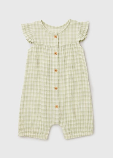 Baby Green Checked Romper (Newborn-18mths)