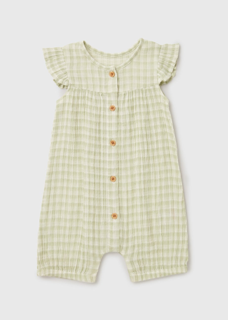 Baby Green Checked Romper (Newborn-18mths)
