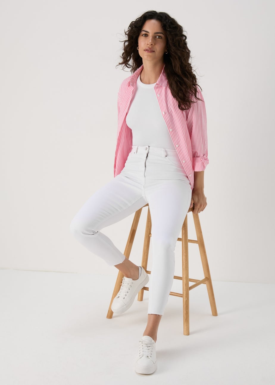 White Ankle Grazer Skinny Jeans