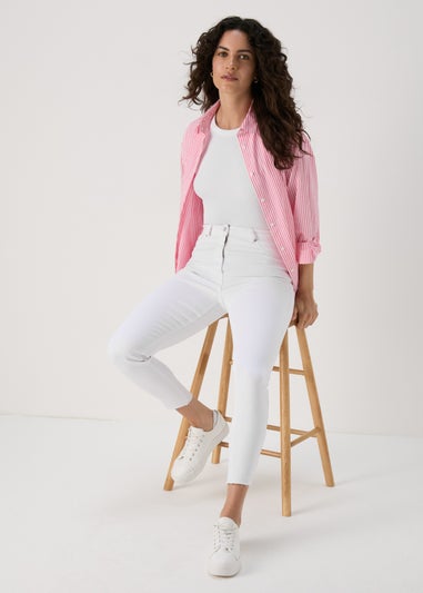 White Ankle Grazer Skinny Jeans