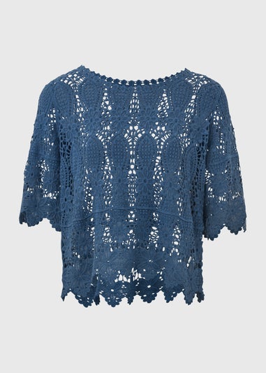 Blue Crochet T Shirt