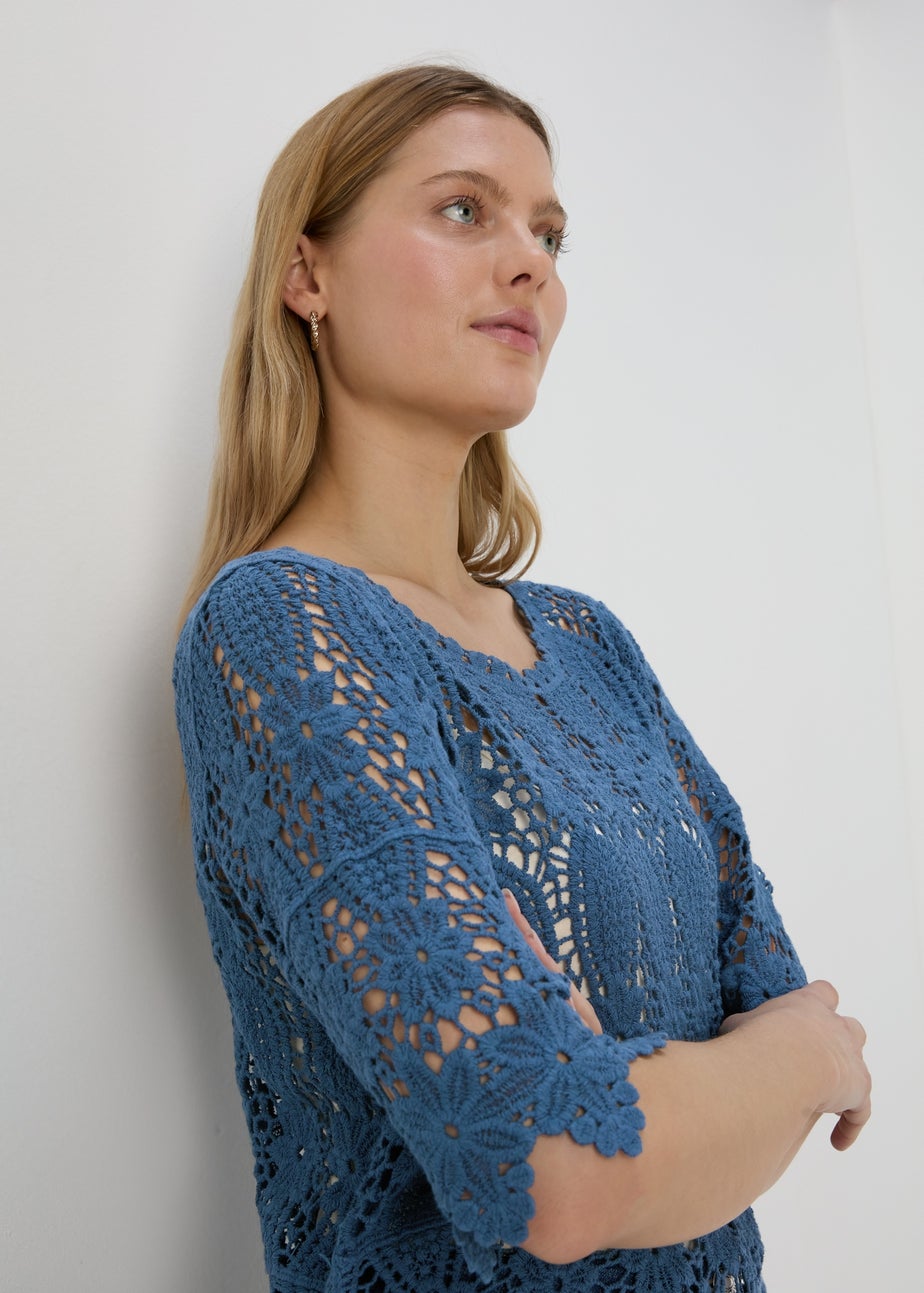 Blue Crochet T Shirt