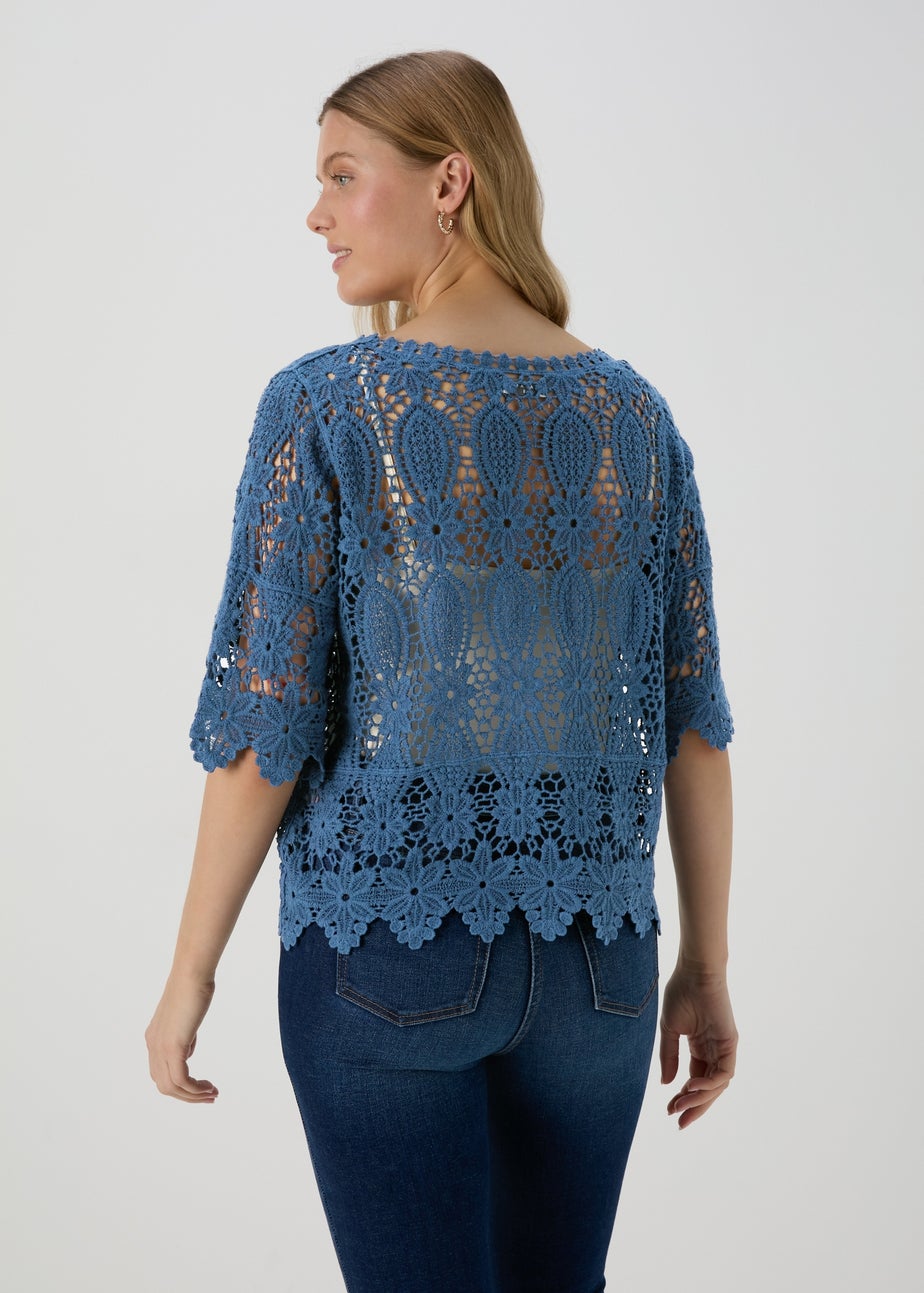 Blue Crochet T Shirt