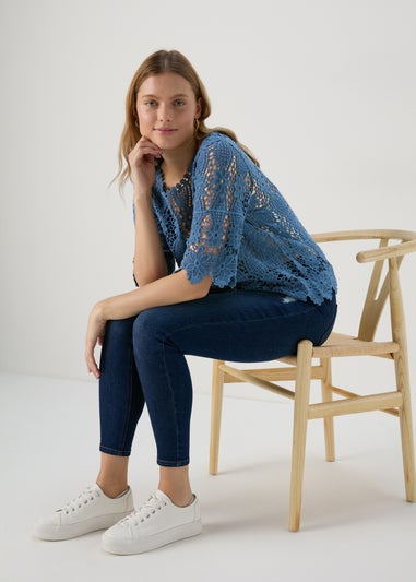 Blue Crochet T Shirt