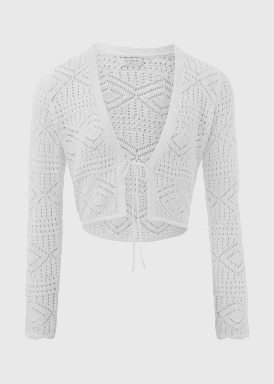 White Tie Front Cardigan