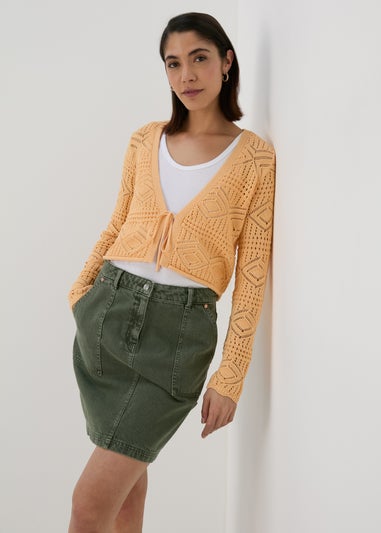 Apricot Tie Front Cardigan