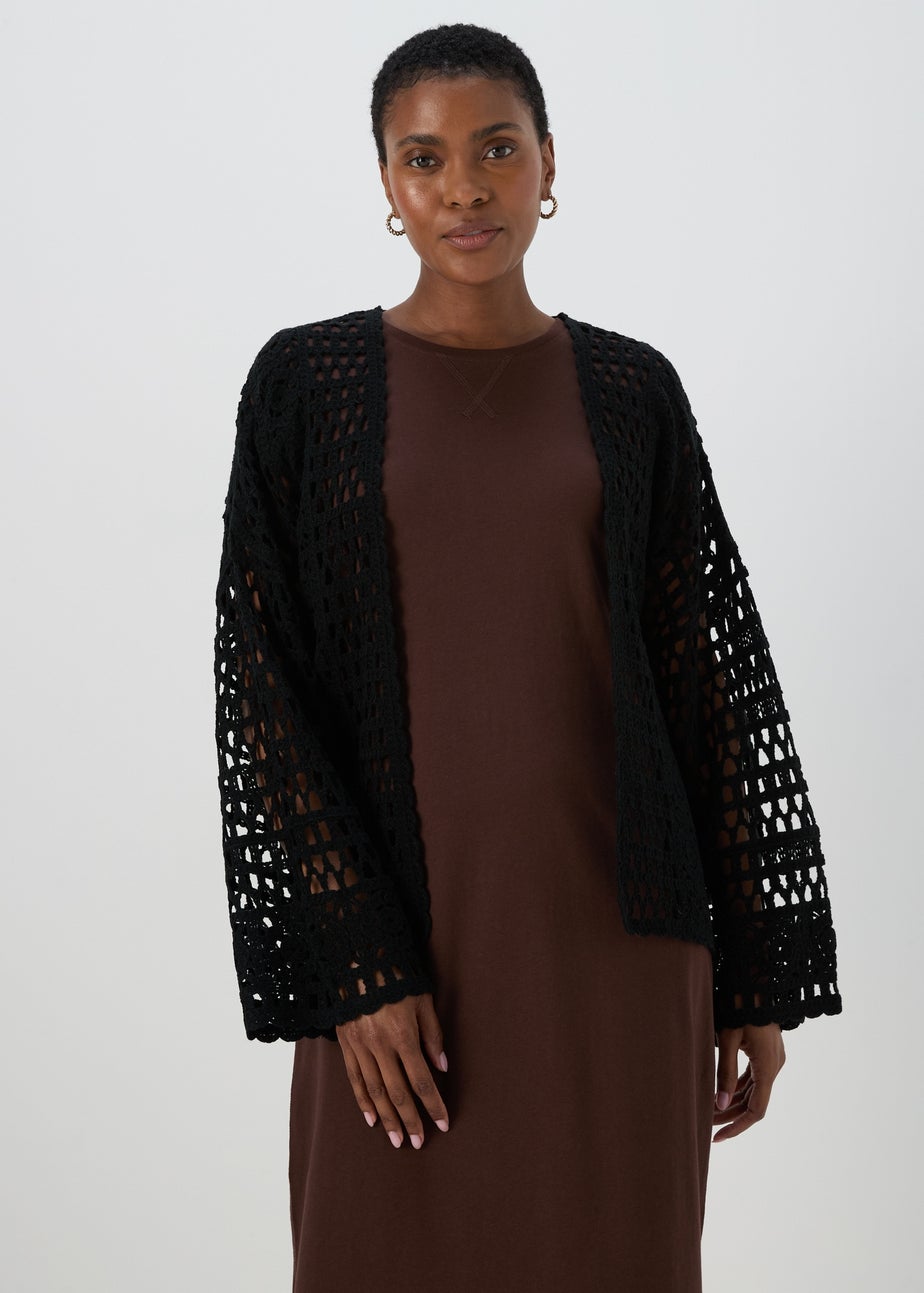 Black Crochet Cardigan