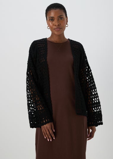 Black Crochet Cardigan