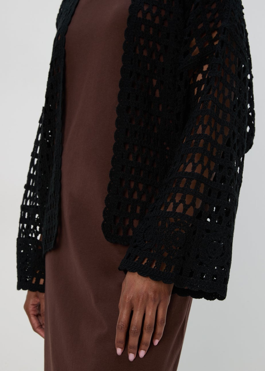 Black Crochet Cardigan