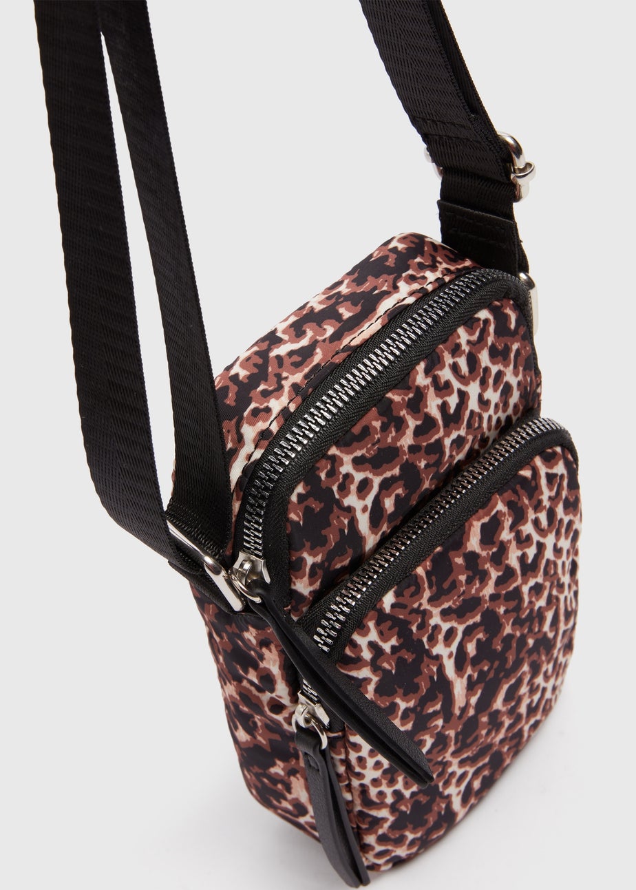 Leopard Print Nylon Phone Bag