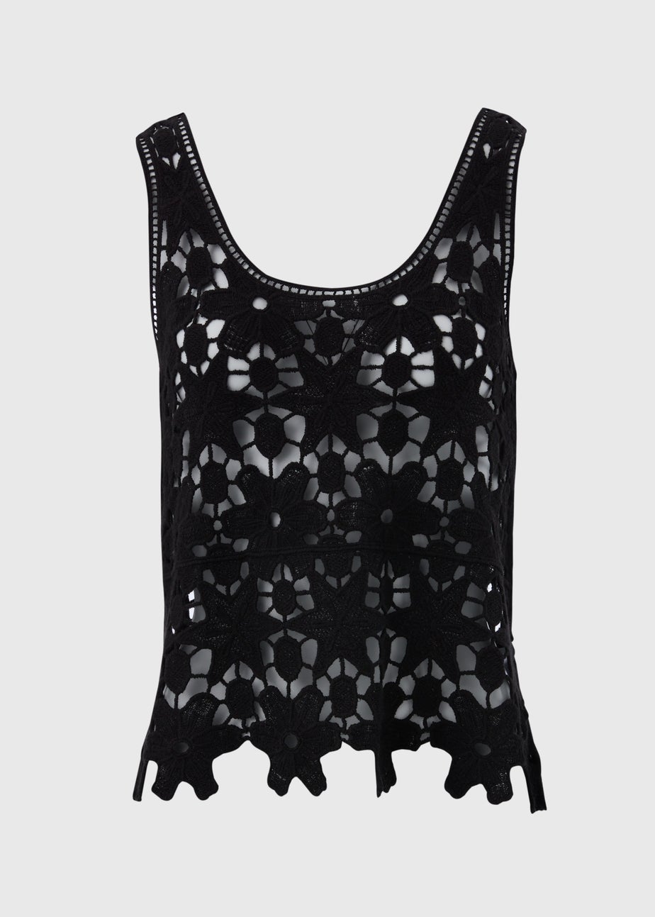 Black Unlined Lace Vest