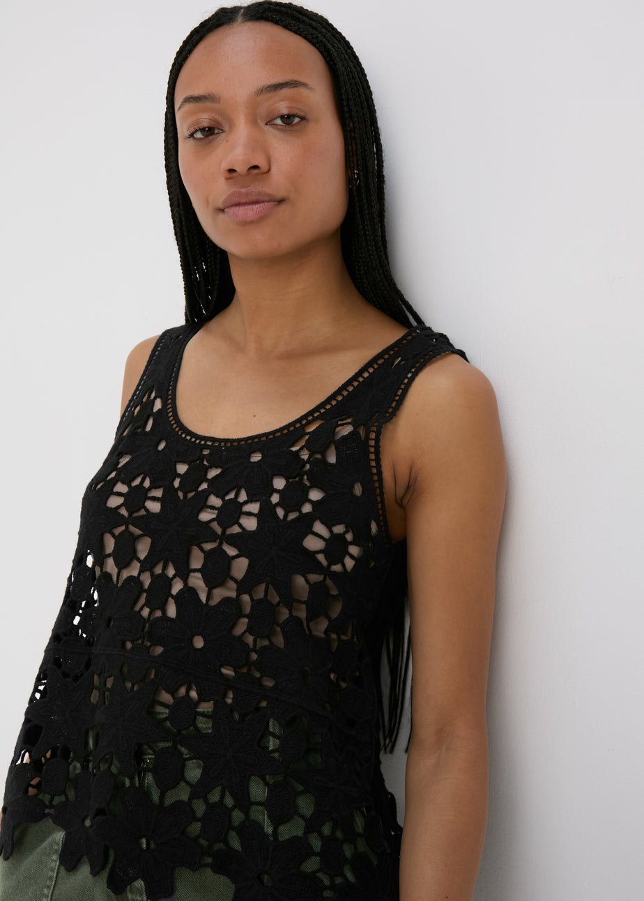 Black Unlined Lace Vest
