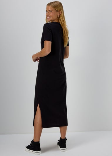 Papaya Petite Black Jersey T-Shirt Midi Dress