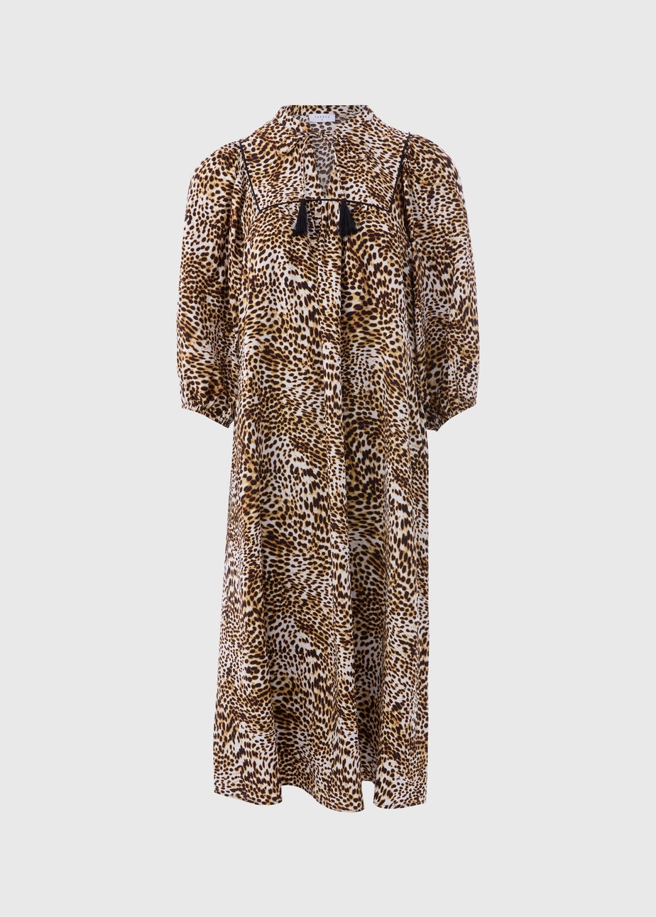 Papaya Petite Brown Leopard Print Boho Midi Dress