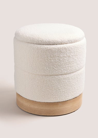 White Textured Storage Pouffe (34cm x 34cm x 43cm)