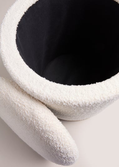 White Textured Storage Pouffe (34cm x 34cm x 43cm)