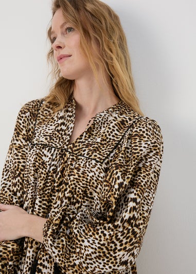 Brown Leopard Print Boho Airflow Mini Dress