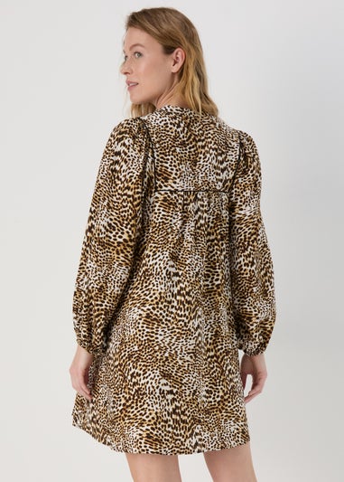 Brown Leopard Print Boho Airflow Mini Dress