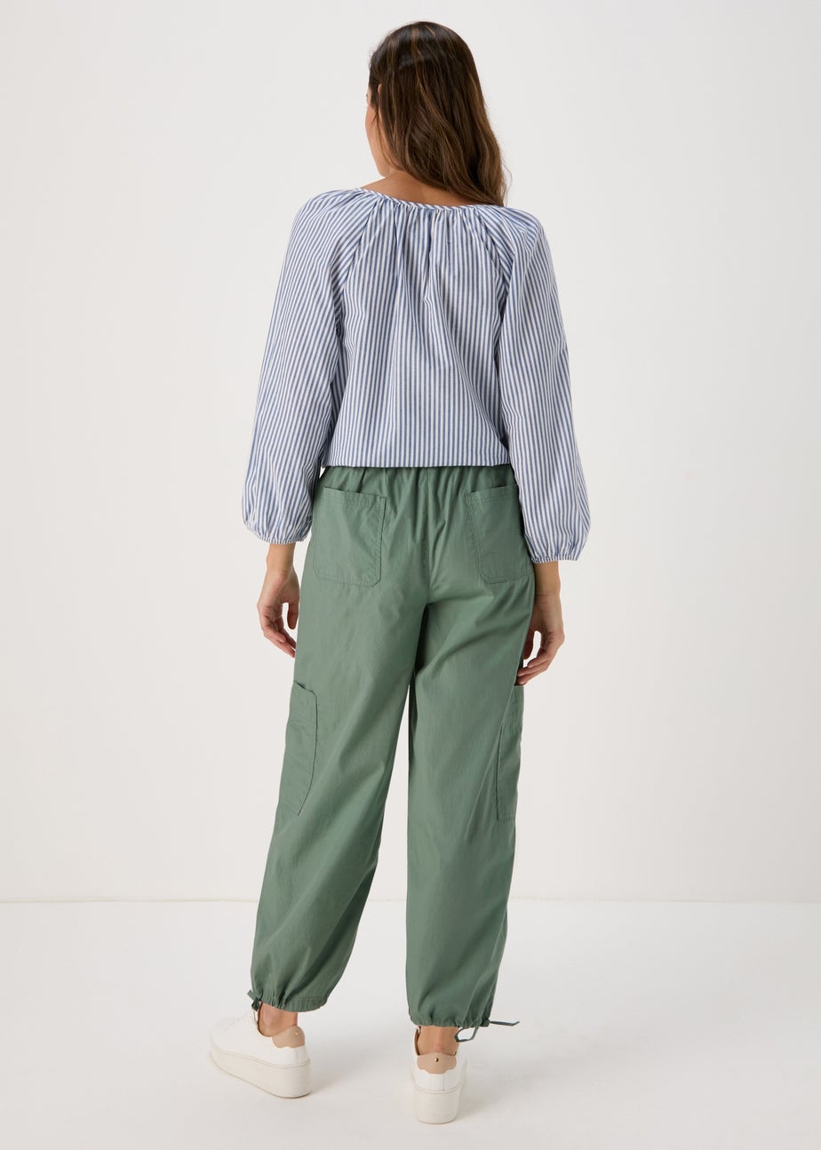 Green Poplin Crop Trousers