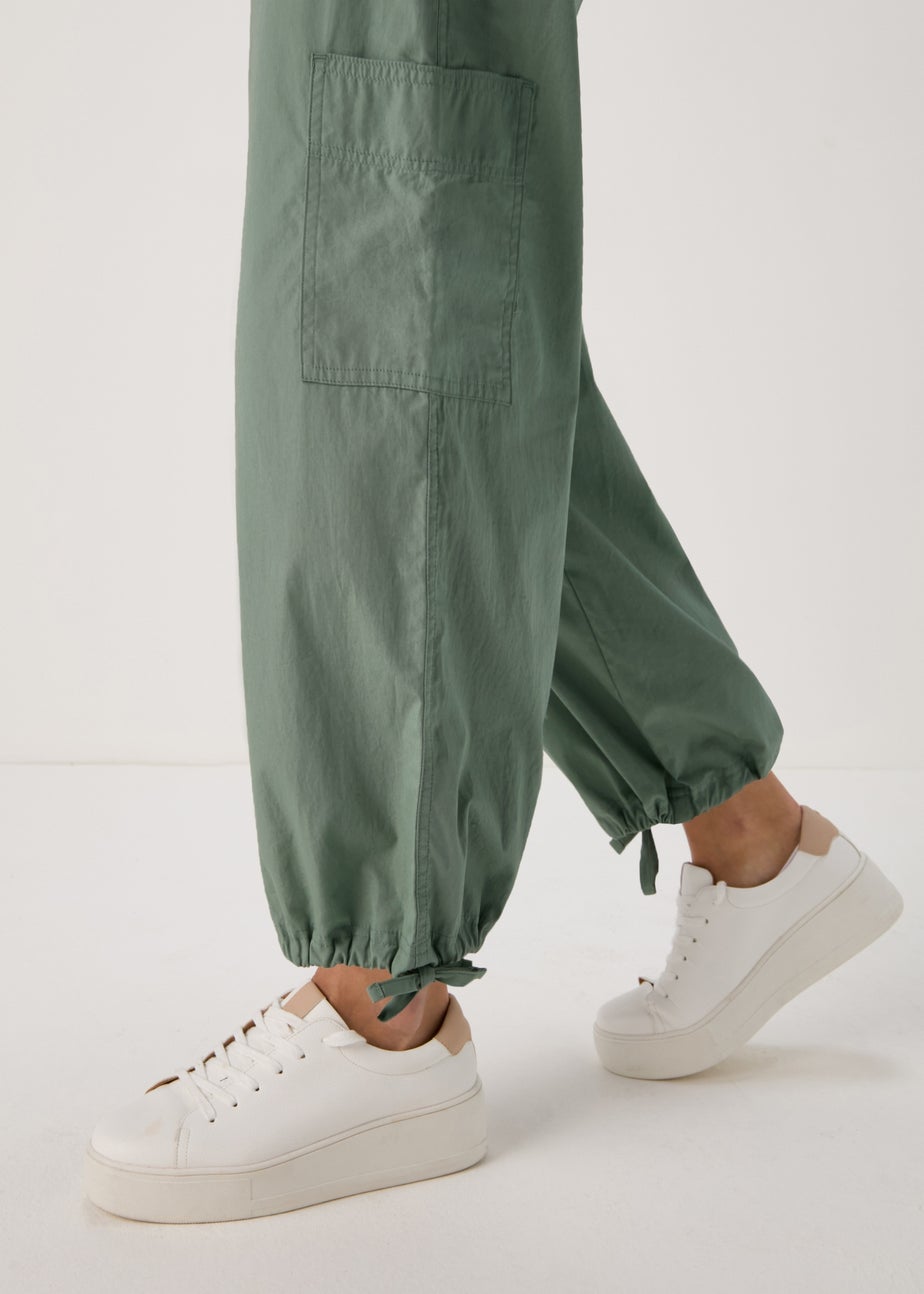 Green Poplin Crop Trousers