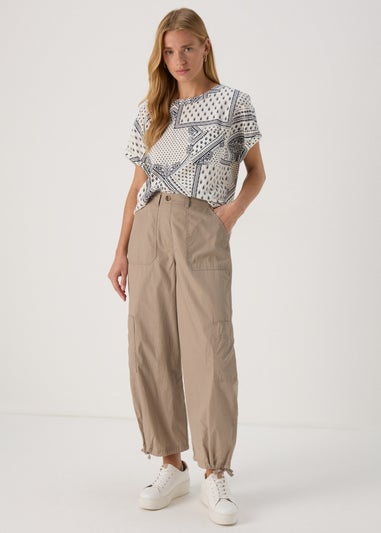Beige Cropped Trousers