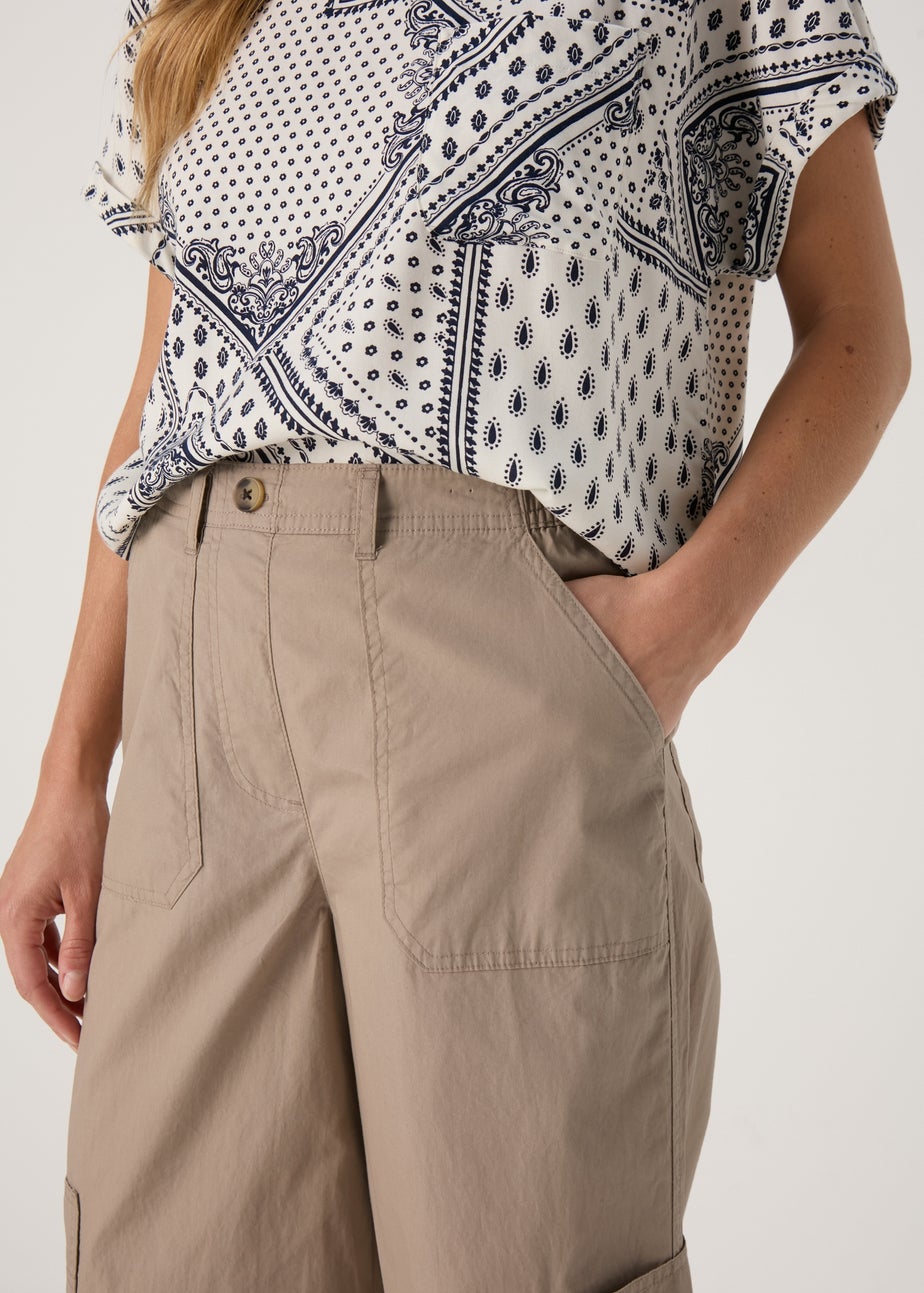 Beige Cropped Trousers