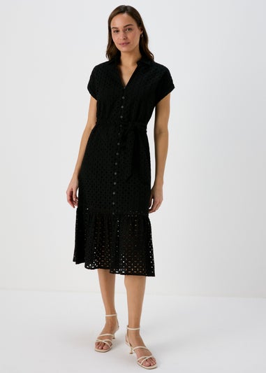 Et Vous Black Schiffli Shirt Dress