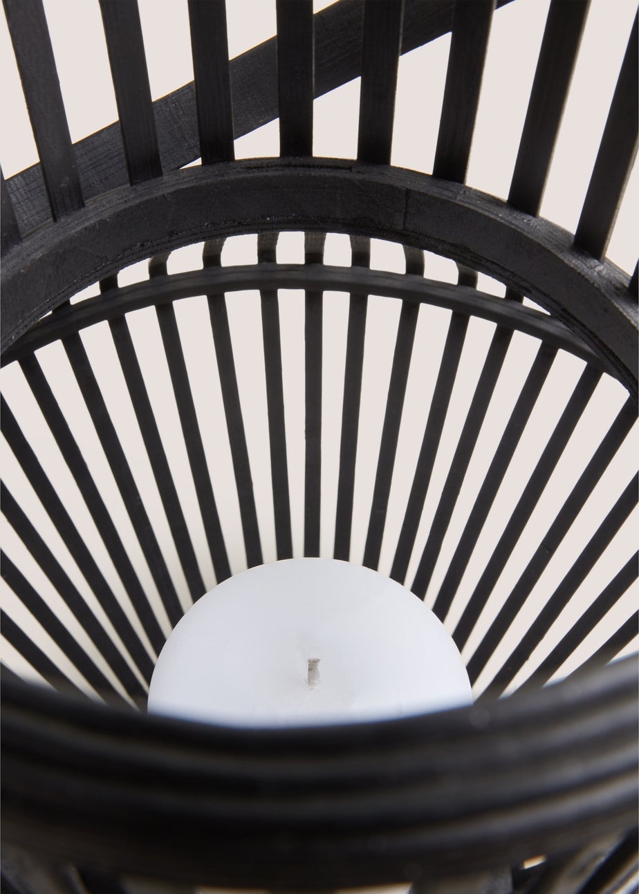 Black Rattan Lantern (70cm x 34cm x 34cm)