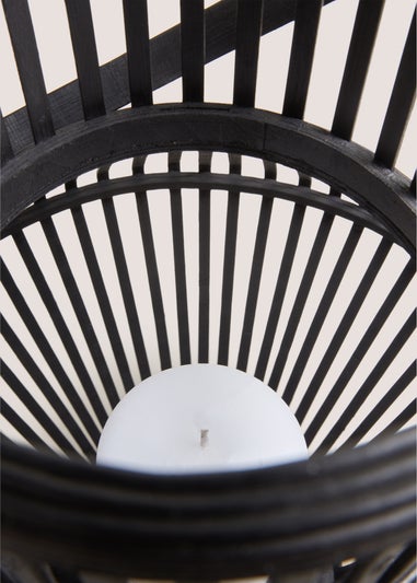 Black Rattan Lantern (70cm x 34cm x 34cm)